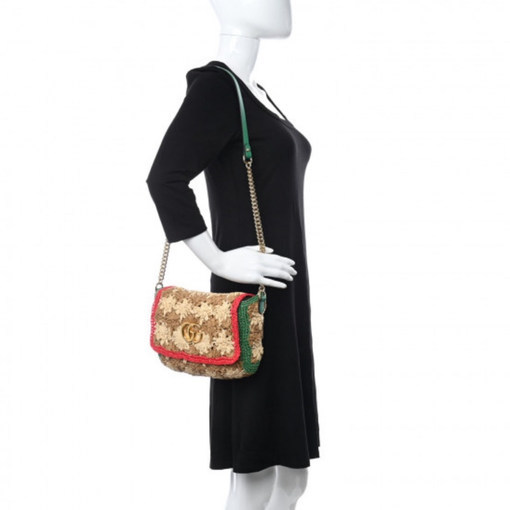 Auth Gucci GG Marmont Azalea Calfskin Crotchet Raffle Flower Crossbody Bag - Picture 7 of 9